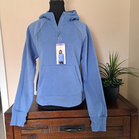 Lole Haf Zip Pullover Sweatshirt Women's XS Blue Cozy Hooded Top NWT - Picture 1 of 11